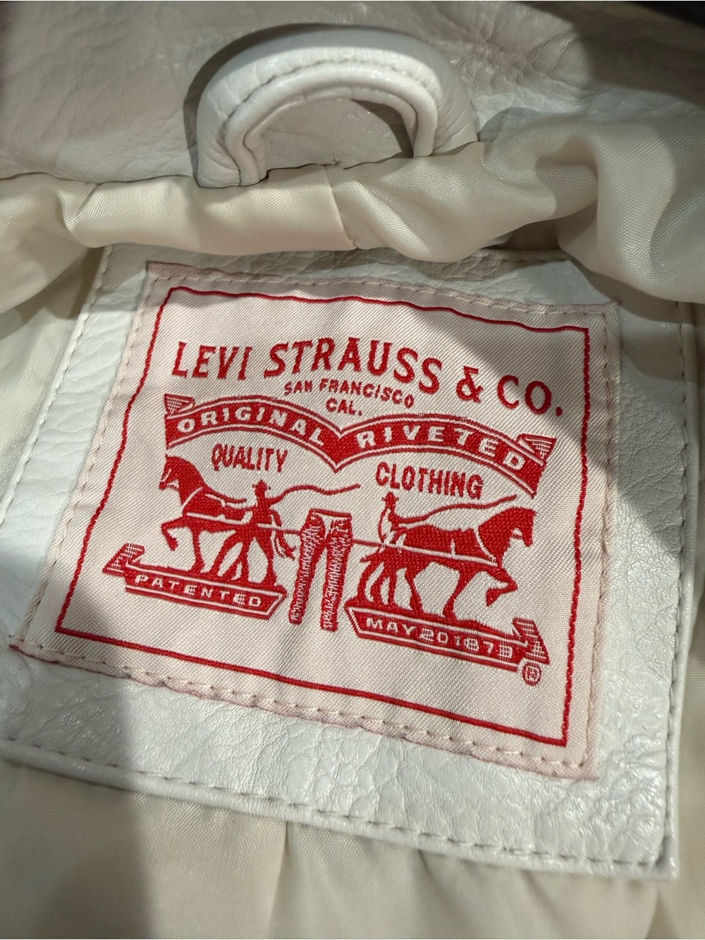 Levi's Cream Off-White Leather Moto Jacket - Picture 3 of 5
